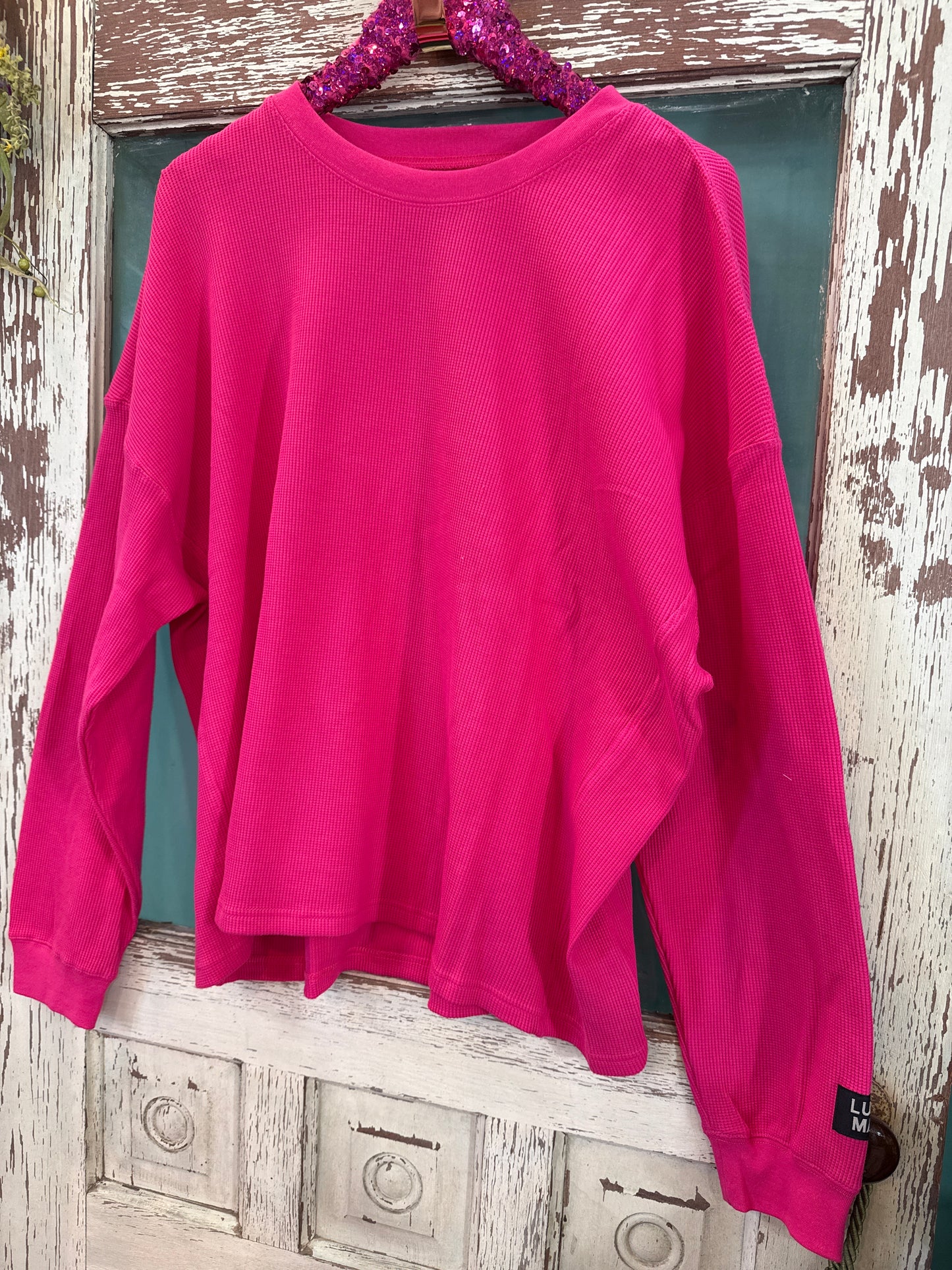 Hot Pink LuLu MAC WAFFLE PULLOVER