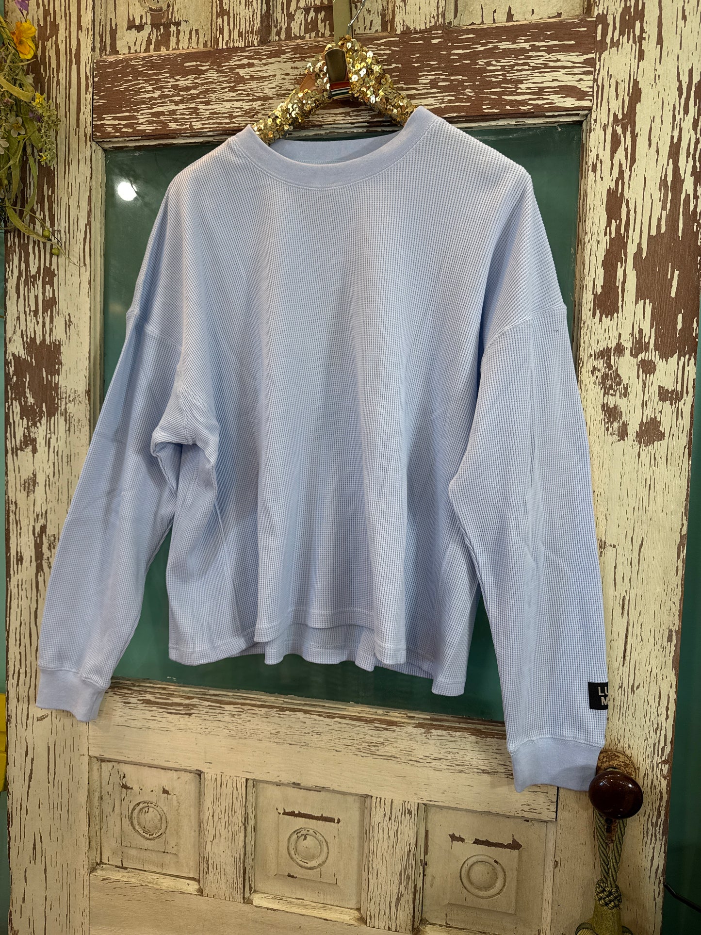 Light Blue LuLu MAC Waffle Pullover