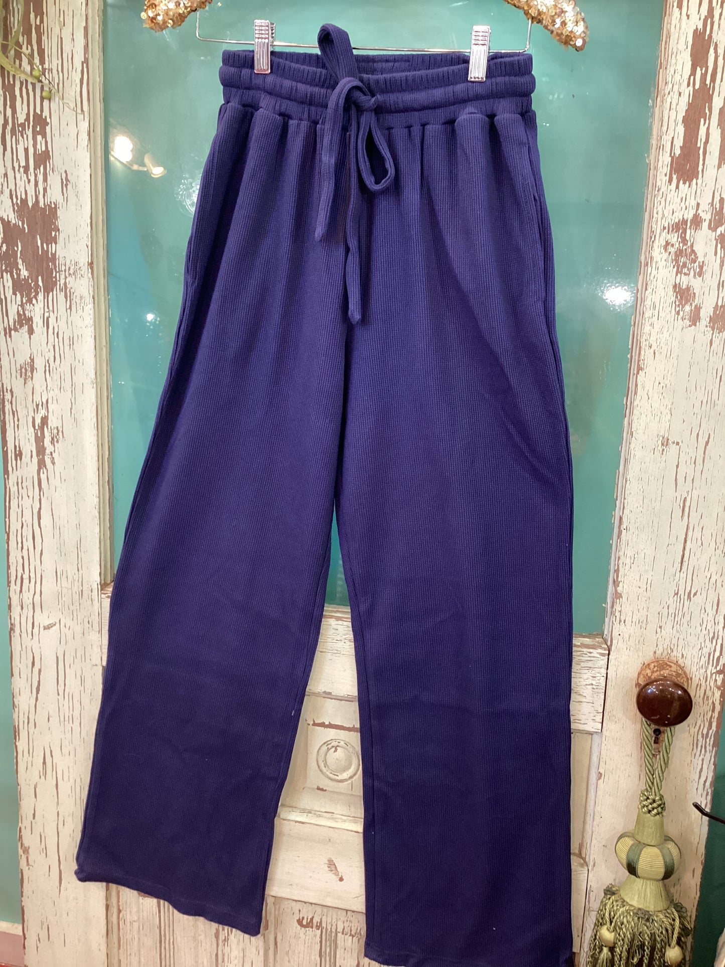 Navy LULU MAC WAFFLE PANTS