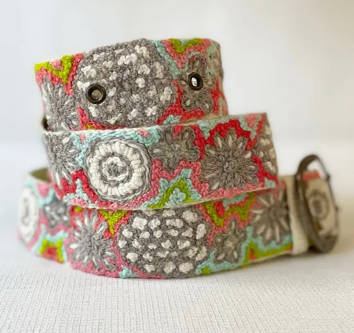 Flower Power Embroidered Wool Belt