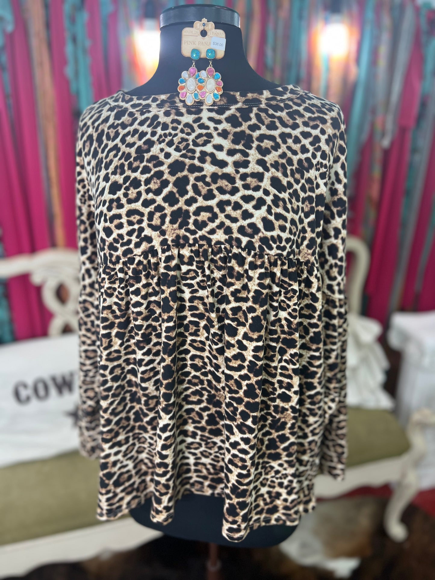 Sleigh Ride Leopard Tiered Top