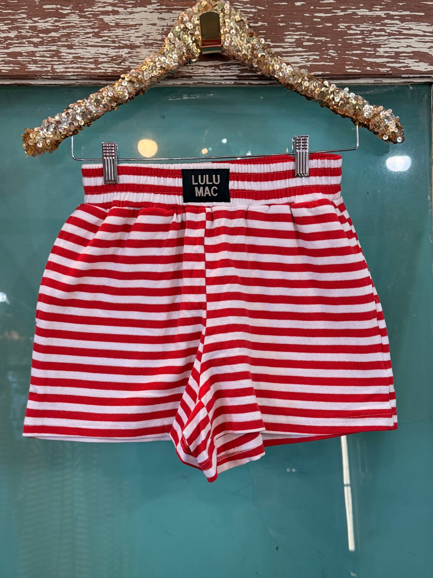 Red Striped LULU MAC SHORTS