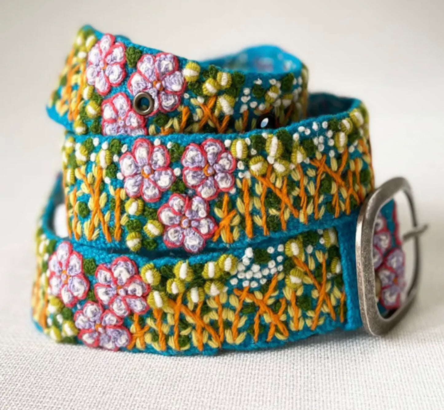 Windswept Embroidered Wool Belt
