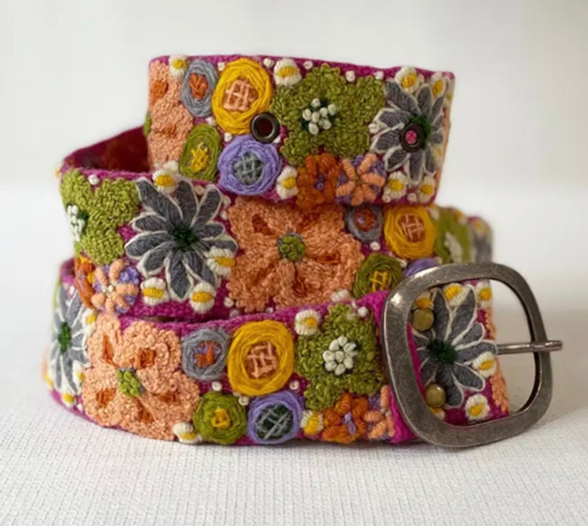 Wildflowers Embroidered Wool Belt