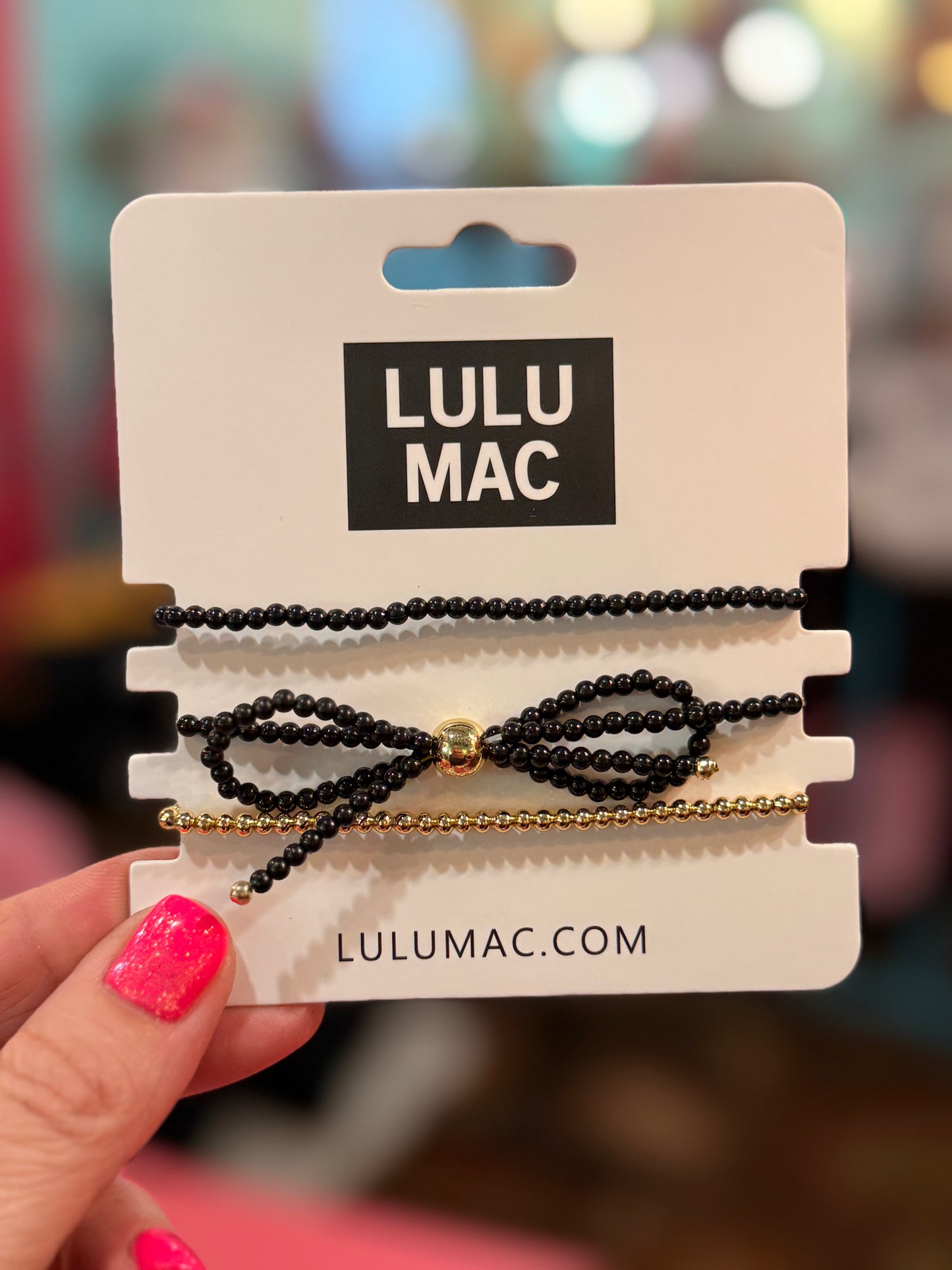 LuLu MAC Black Bow Bracelet Stack