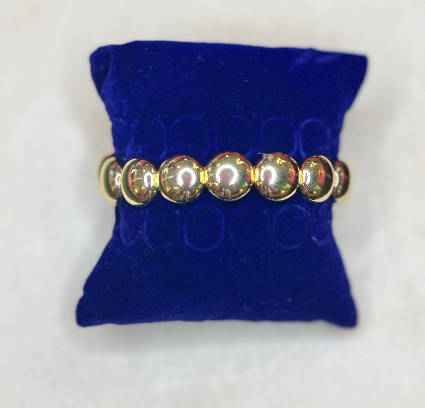 Large Flat Beaded Stretch Bracelet in Gold
