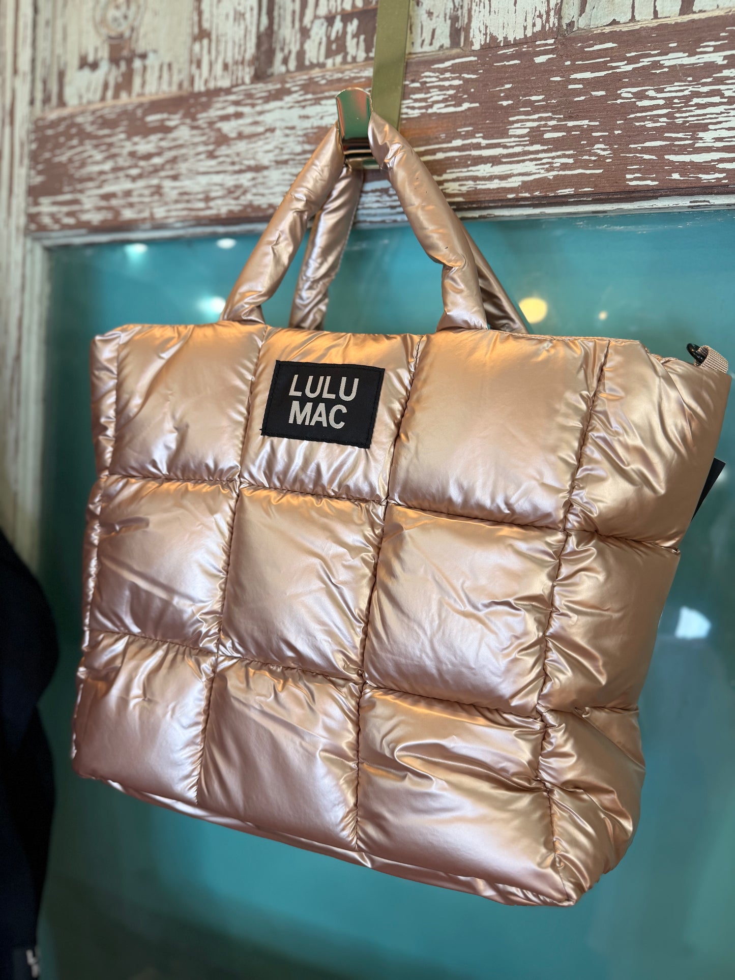 Large Puffer Handbag in Champagne