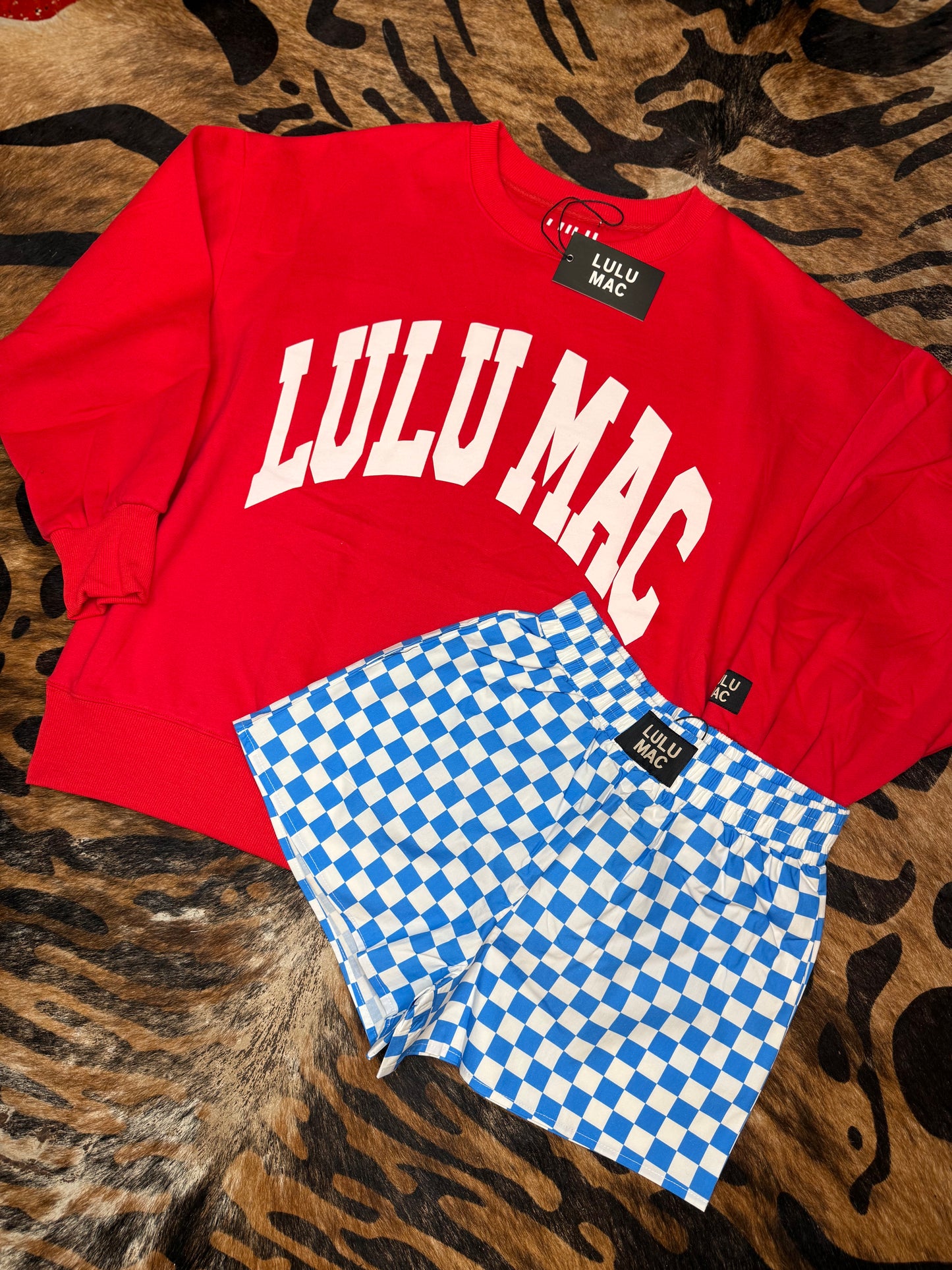 Baby Blue Check LULU Mac Shorts