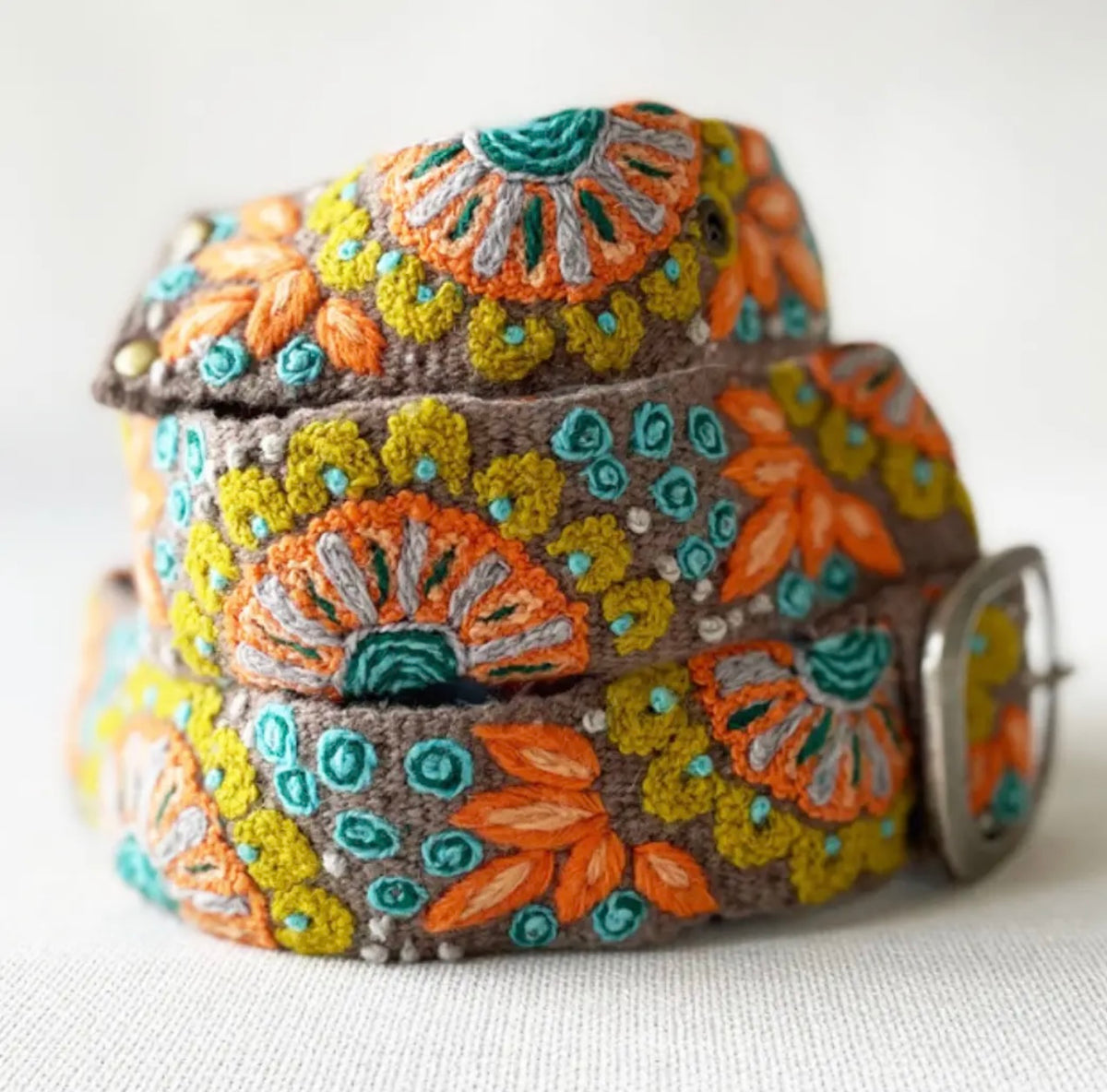 Andean Whisper Embroidered Wool Belt