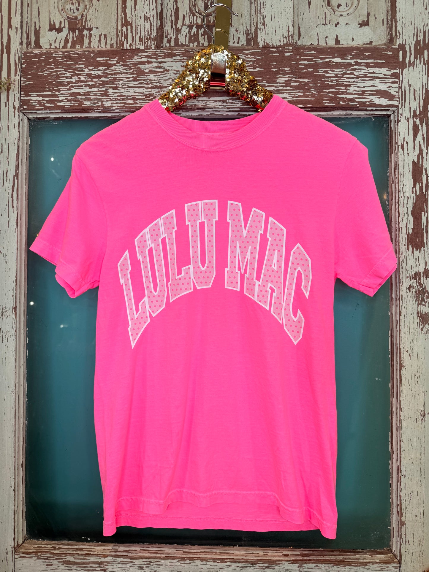 LuLu Mac Neon Pink Polka Dot T Shirt
