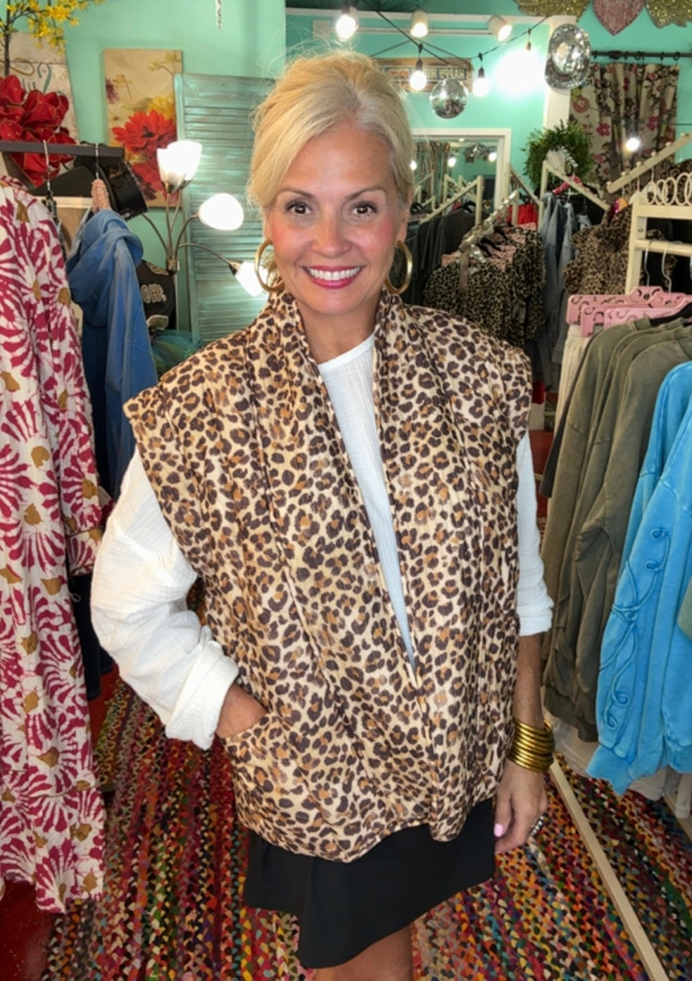 The Roseanne Quilted Leopard Vest