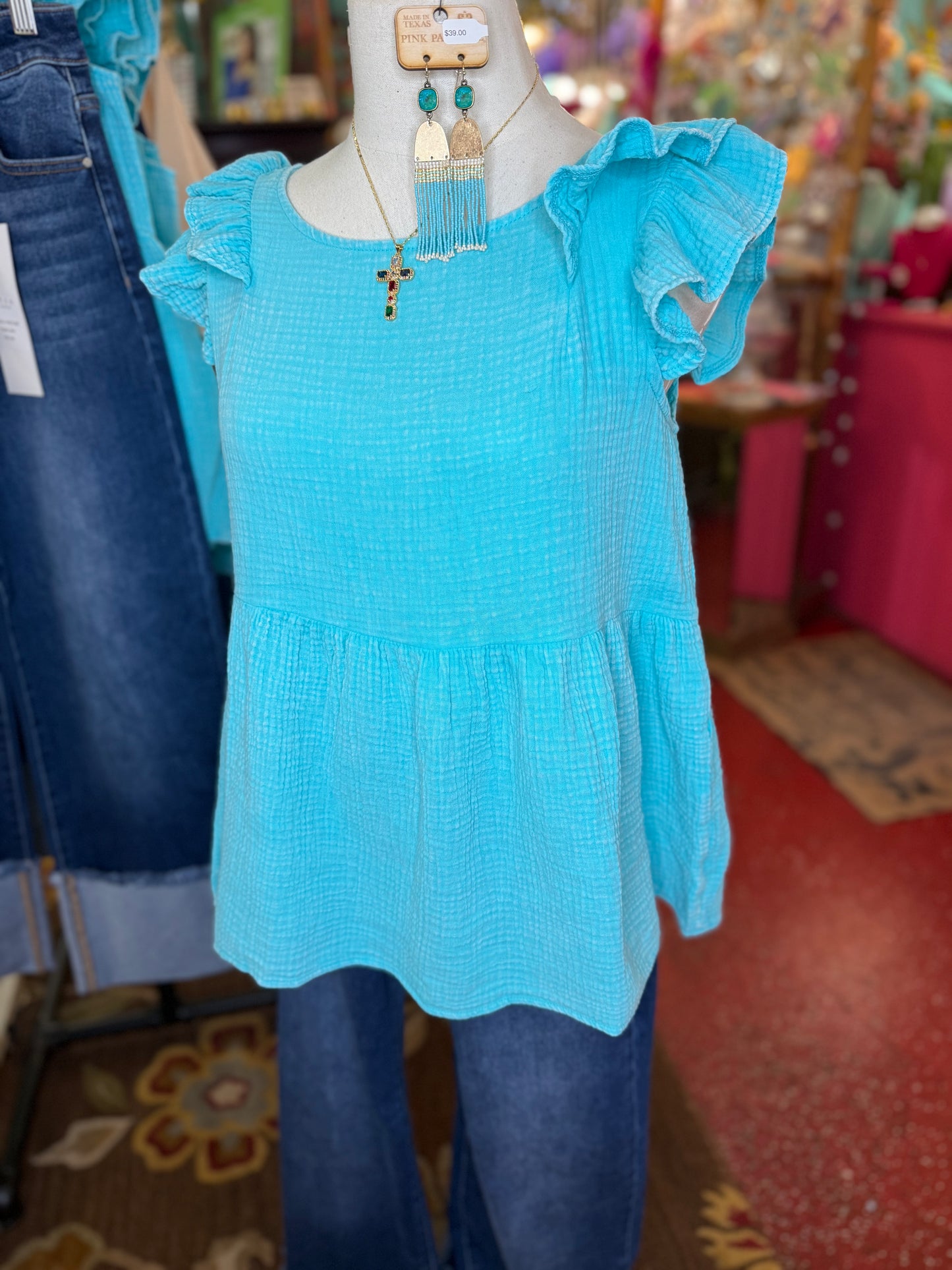 Beach Vibes Top in Turquoise