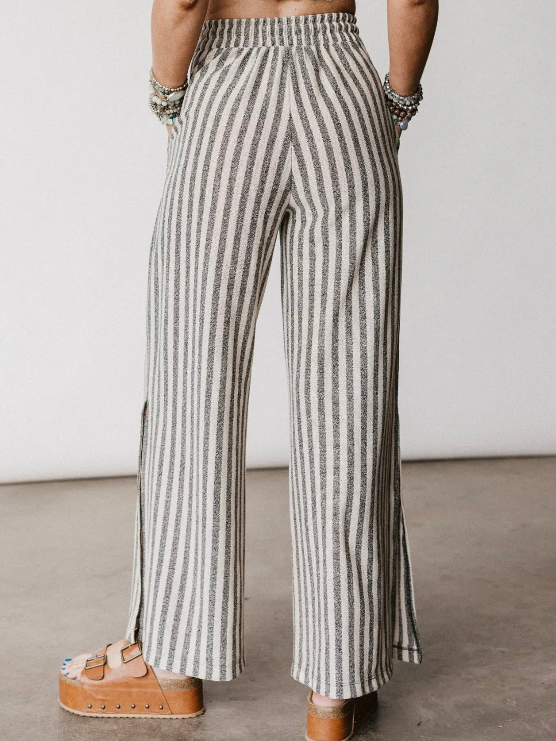 Ibiza Drawstring Pants - Taupe Black