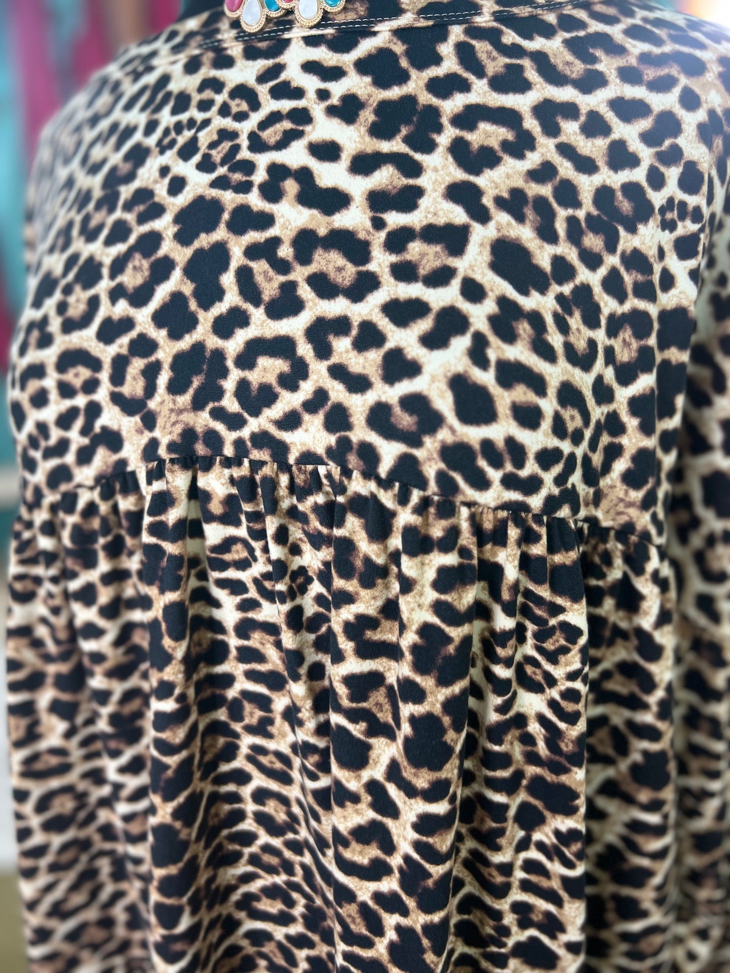 Sleigh Ride Leopard Tiered Top