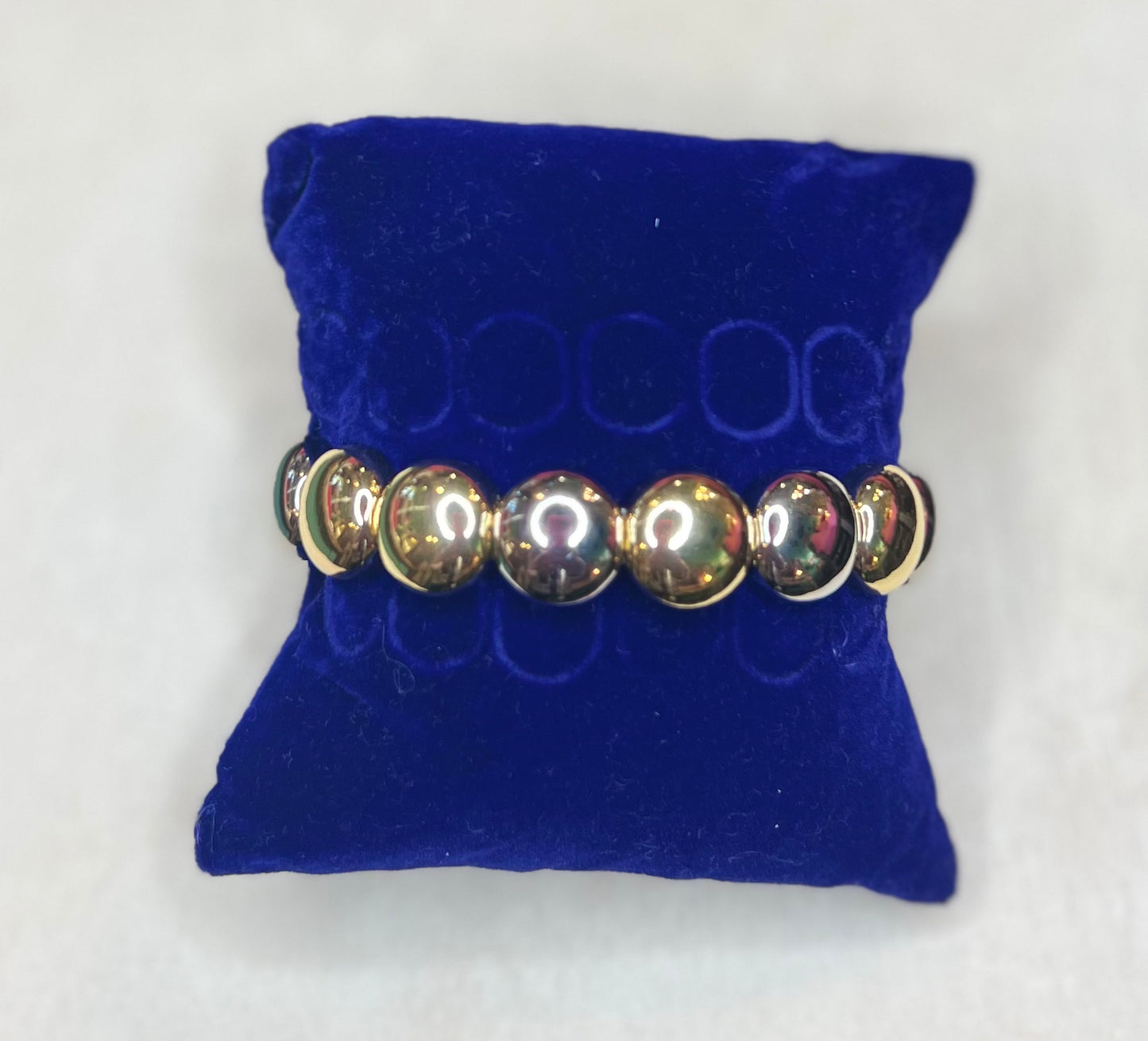 Large Flat Two Tone Stretch Beaded Bracelet