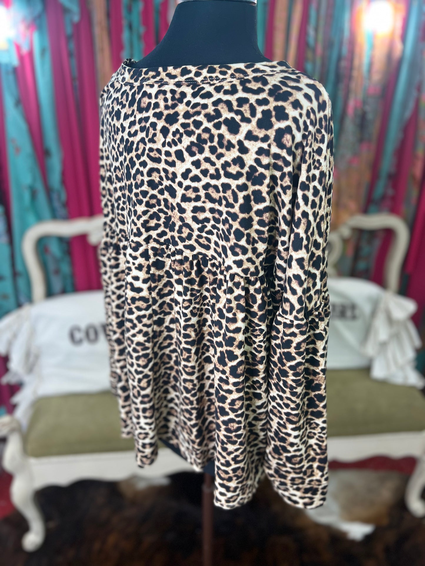 Sleigh Ride Leopard Tiered Top