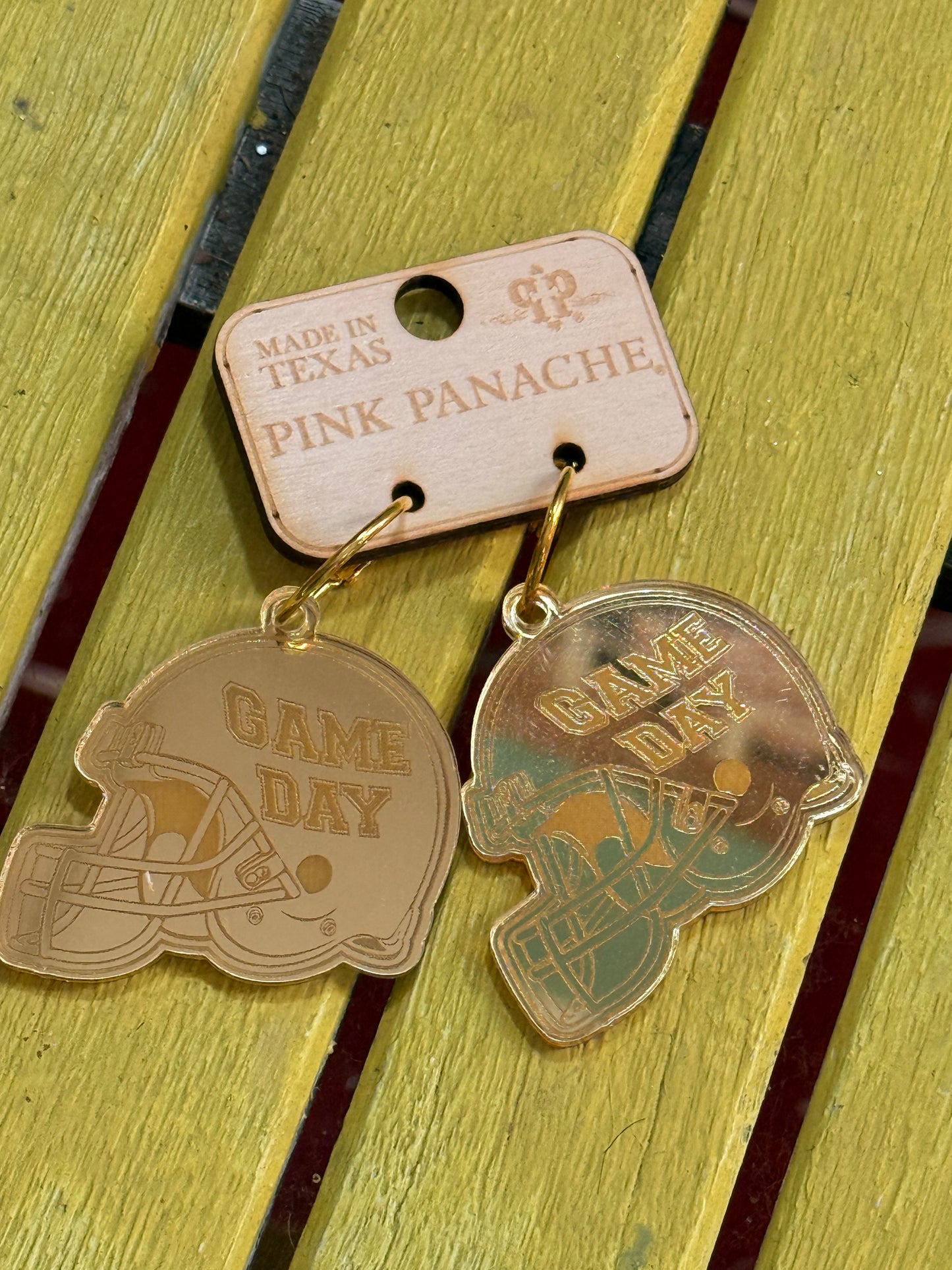 Game Day Helmet in Gold Earrings