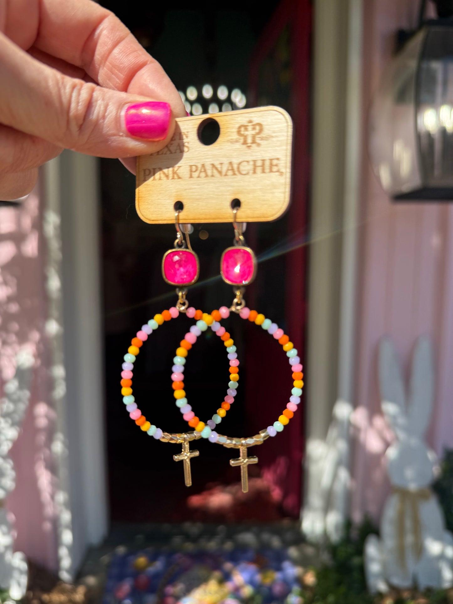 Neon Cross Earrings