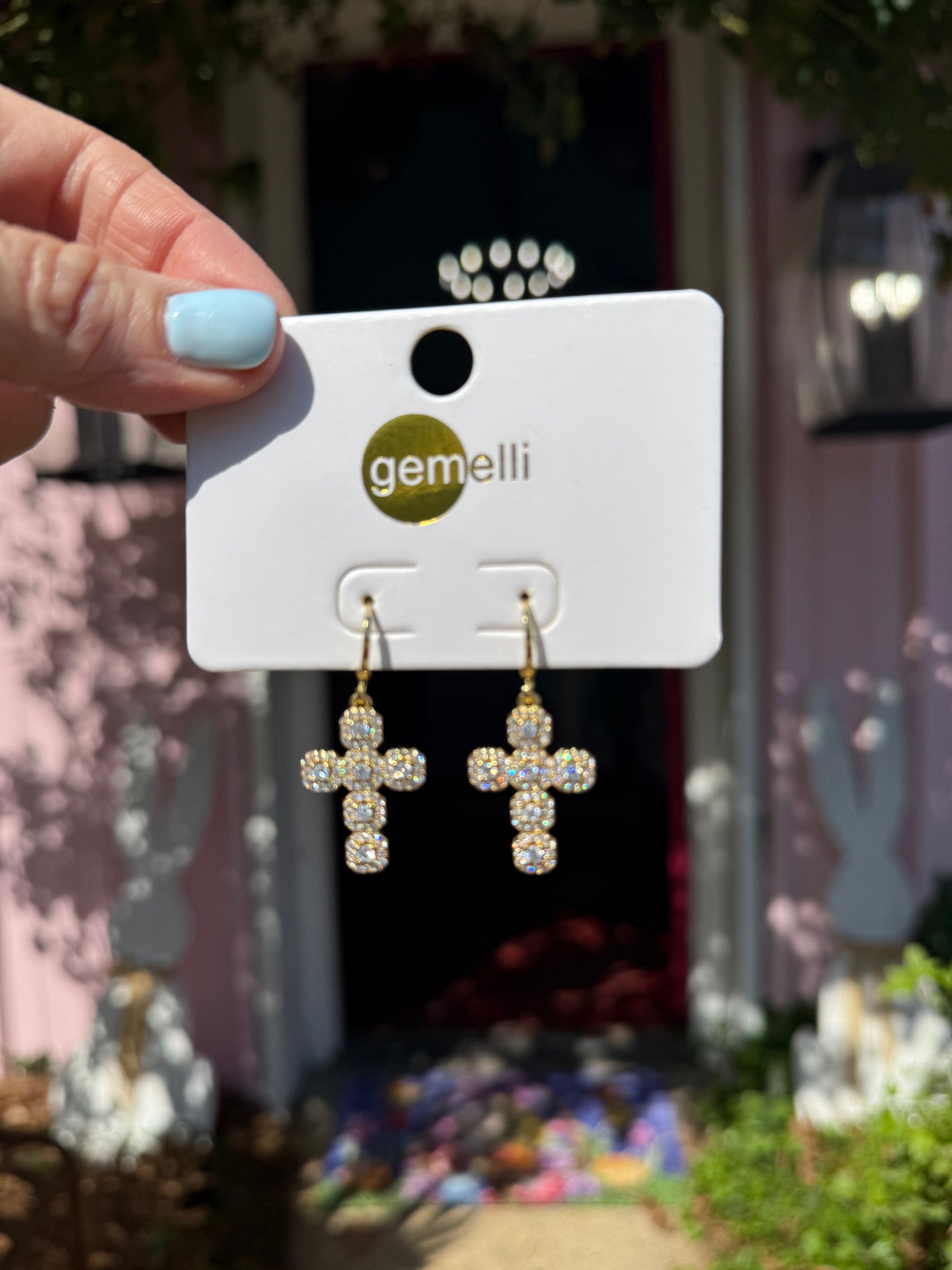 Crystal Cross Earrings
