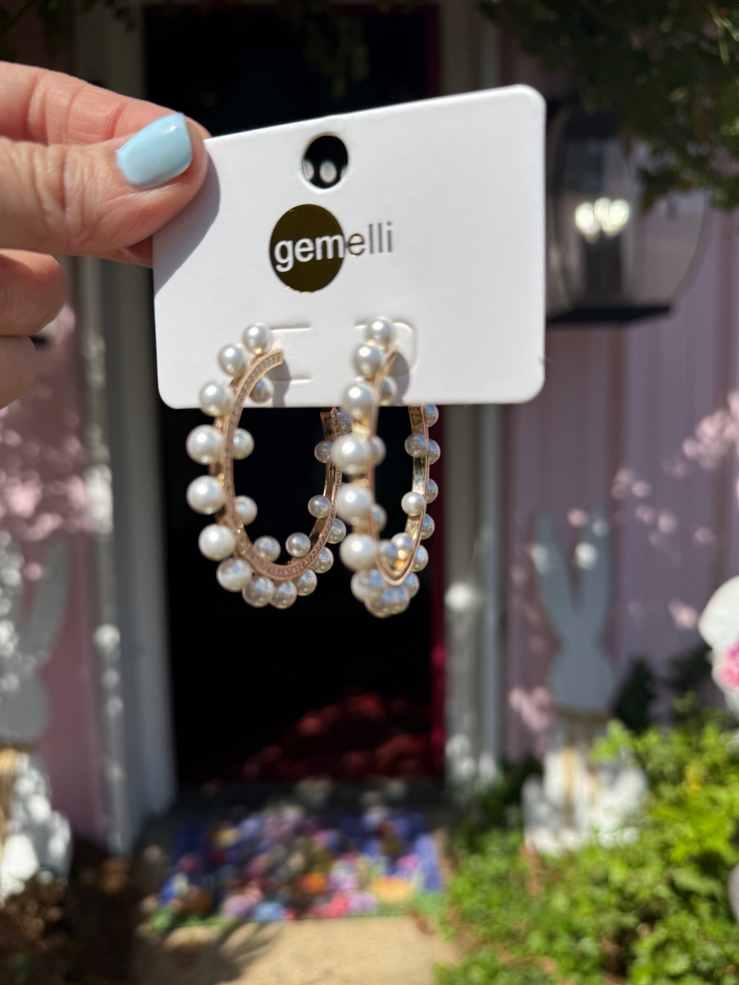 Crystal Pearl Hoops
