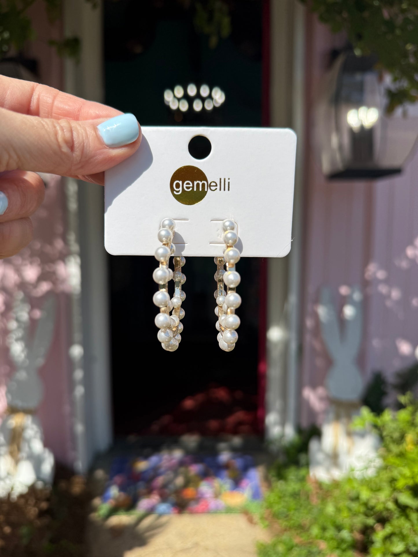 Crystal Pearl Hoops
