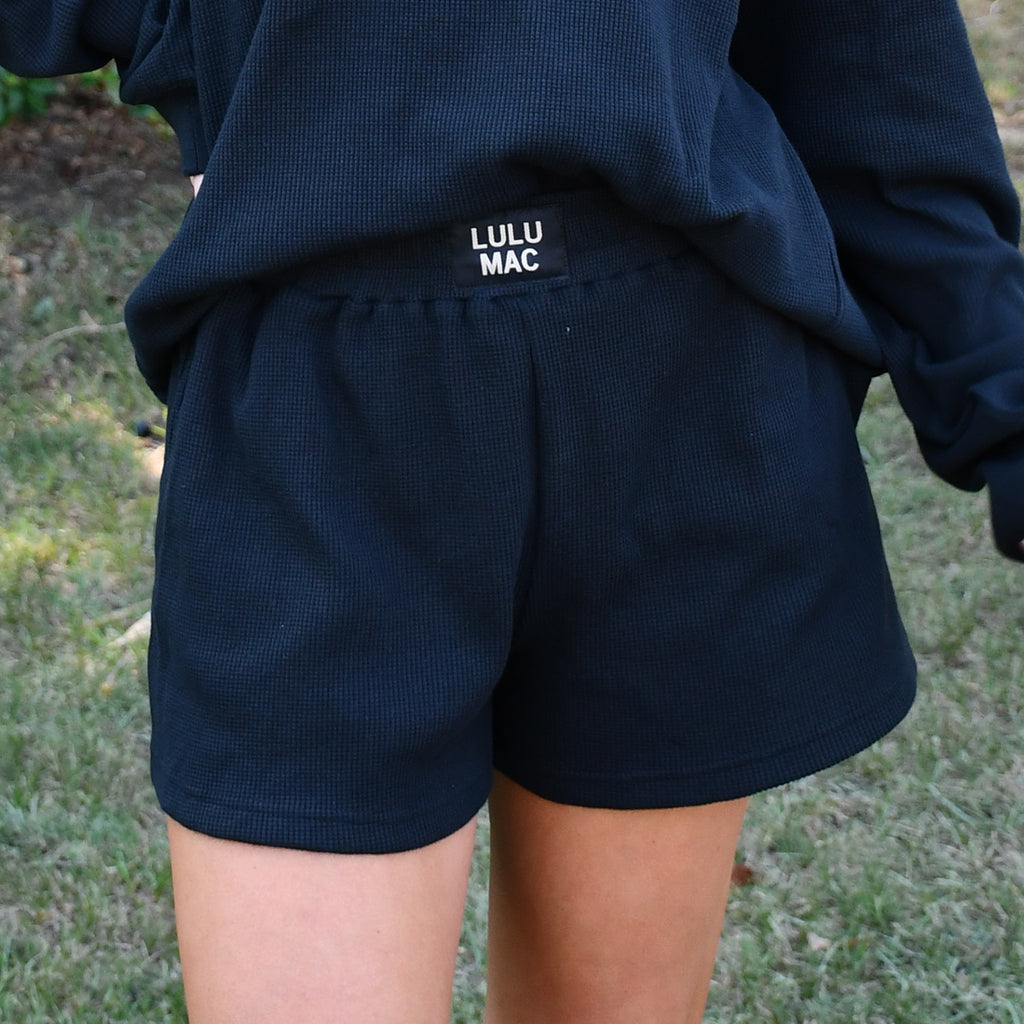 Black LuLu MAC Waffle Shorts