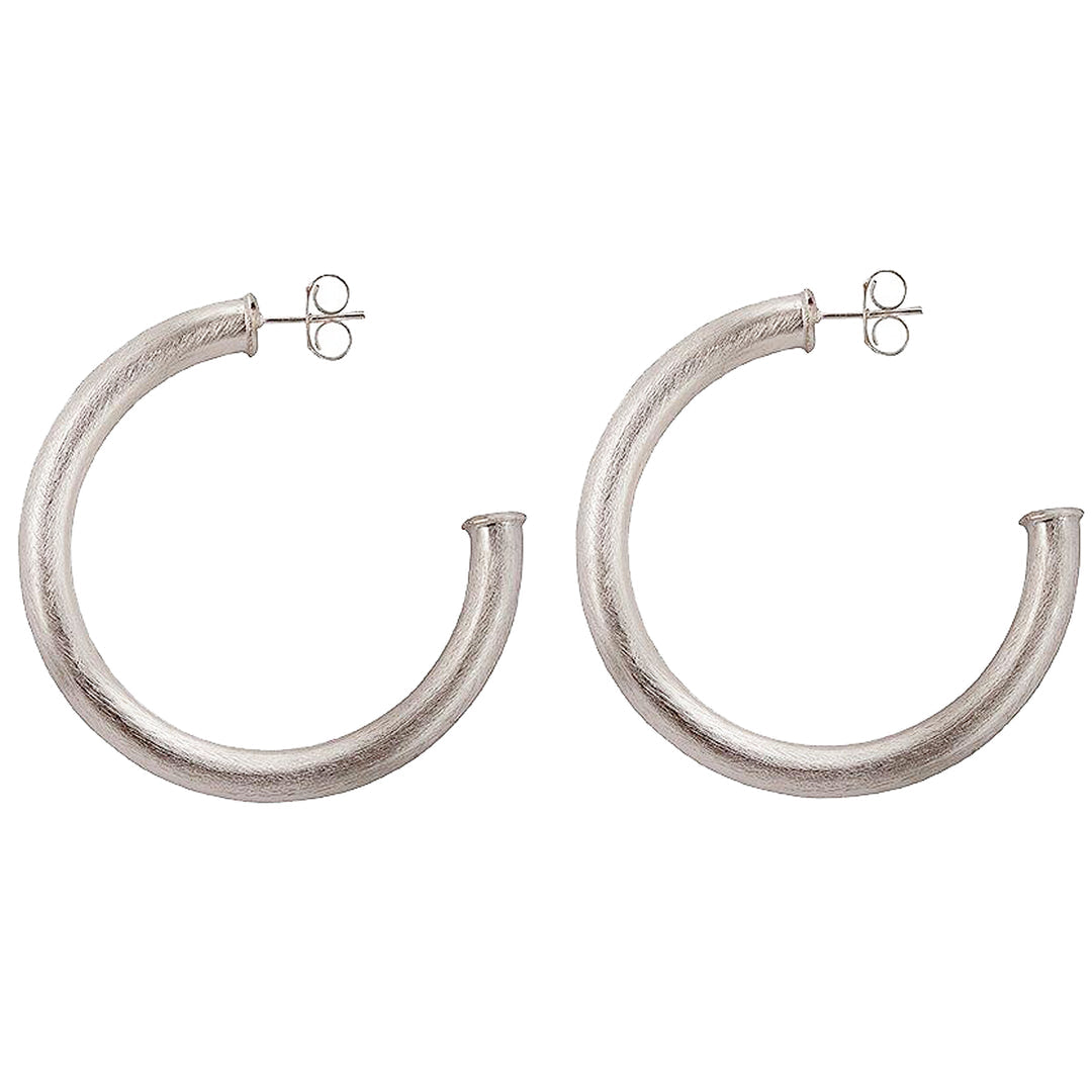 Brushed Silver Small Arlene Hoops