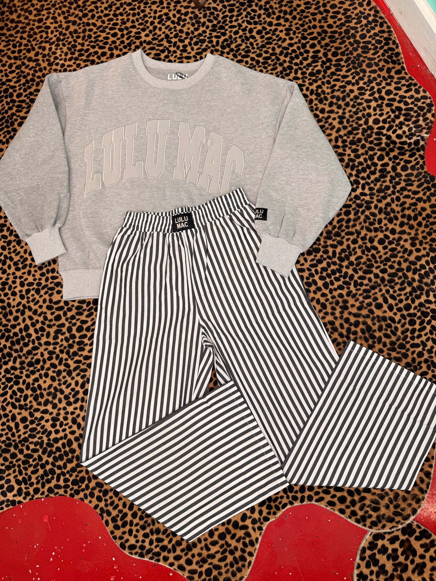 LULU MAC Charcoal Black Stripped Pants