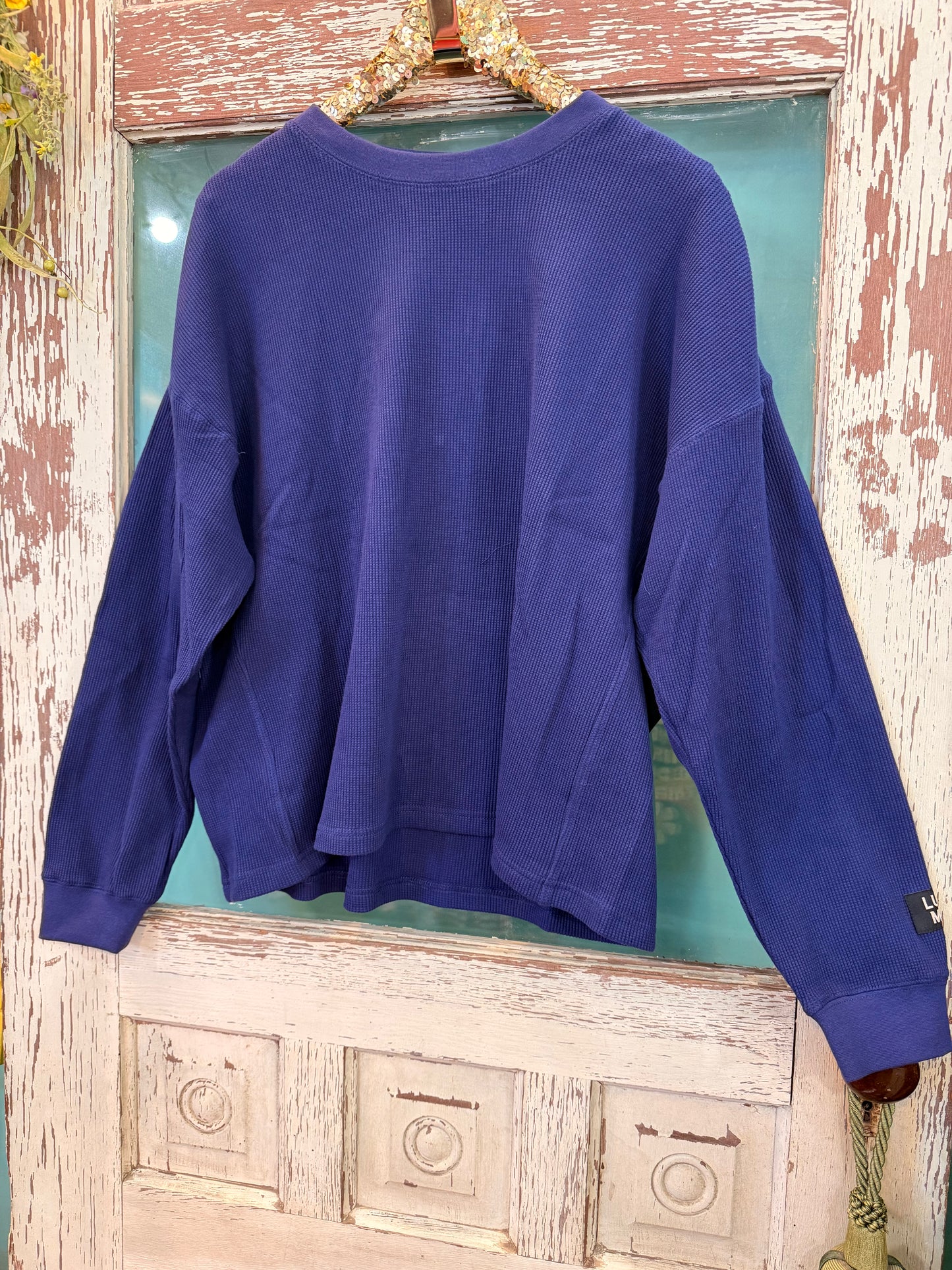 Navy LuLu MAC Waffle Pullover