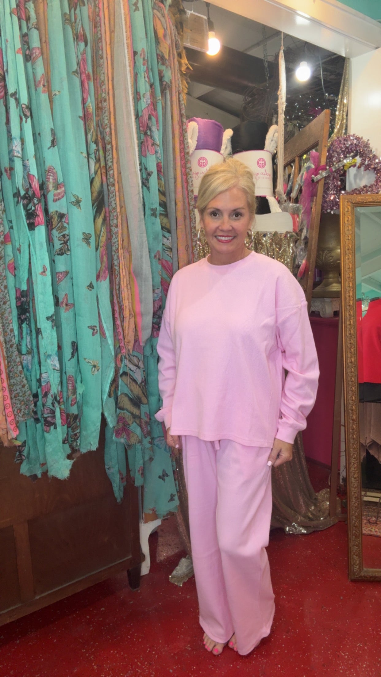 Light Pink Waffle Pullover LULU MAC