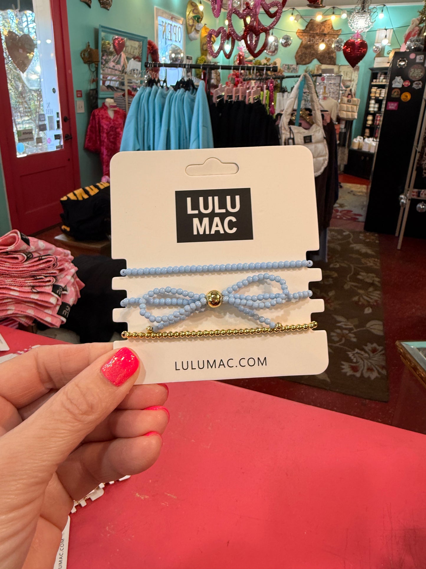 LuLu MAC Baby Blue Bow Bracelet Stack