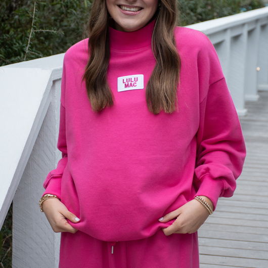 LULU MAC HOT PINK TERRY LONG SLEEVE