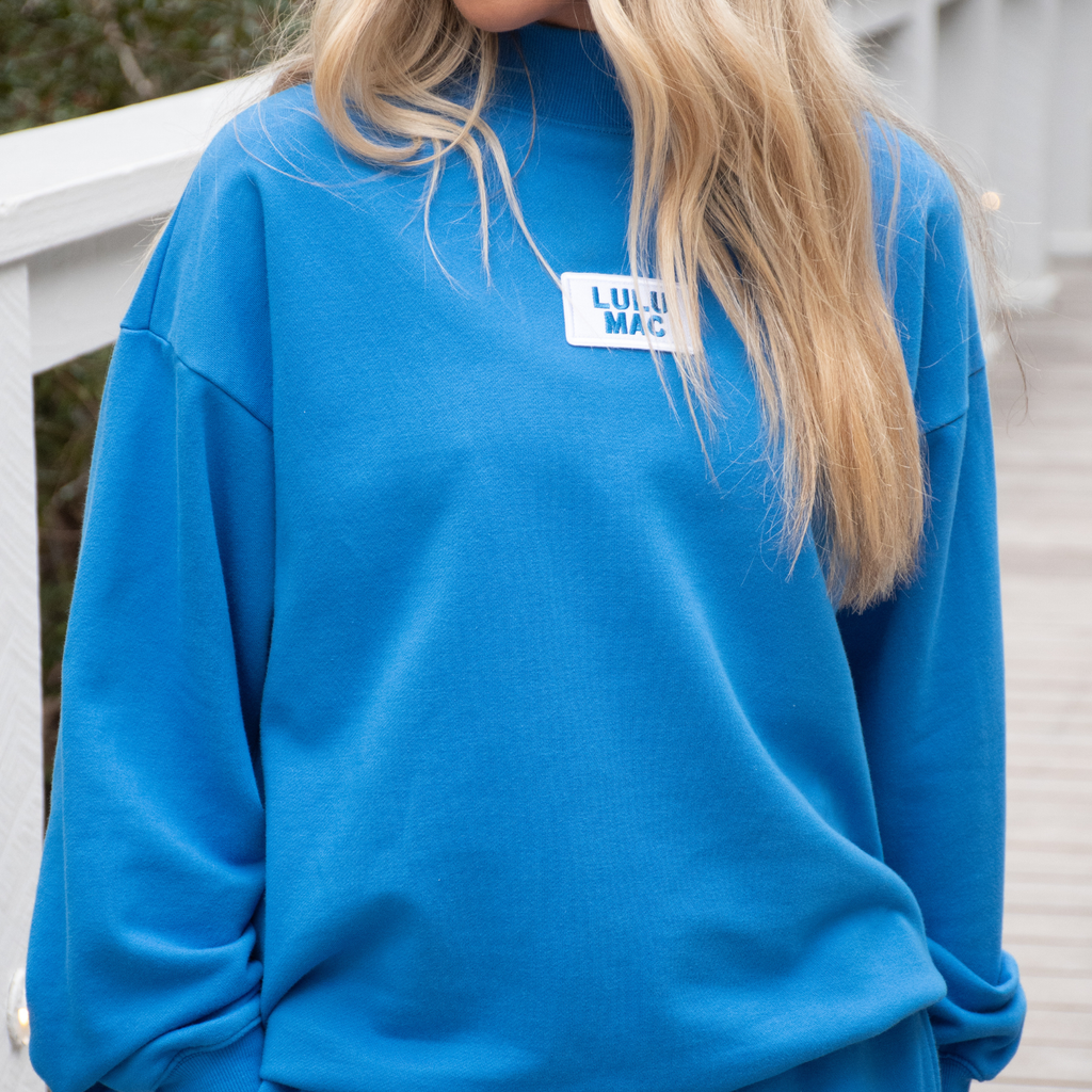 LULU MAC BRIGHT BLUE LONG SLEEVE TERRY CLOTH