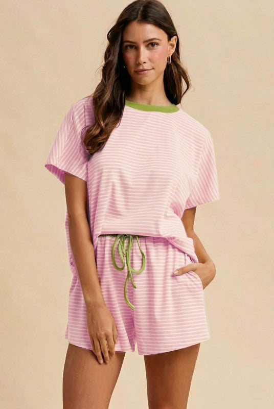 The Sofia Short Set in Pink/Green