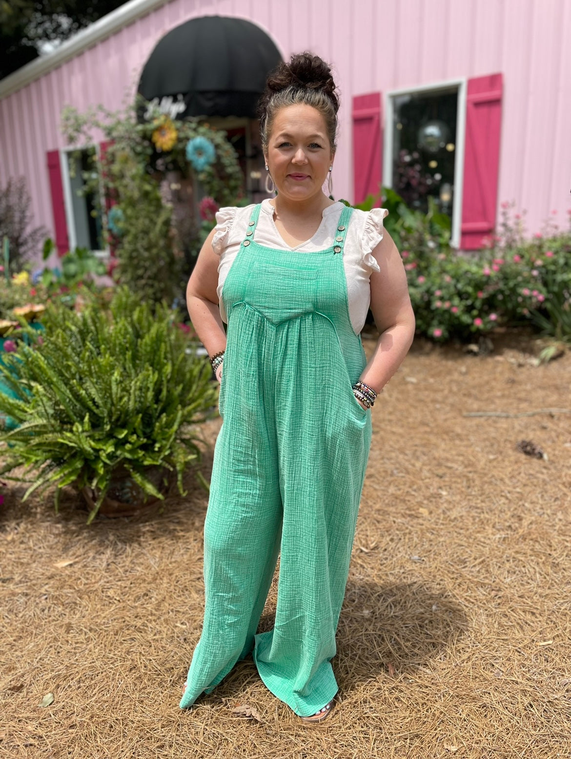 Run this place jumpsuit in emerald
