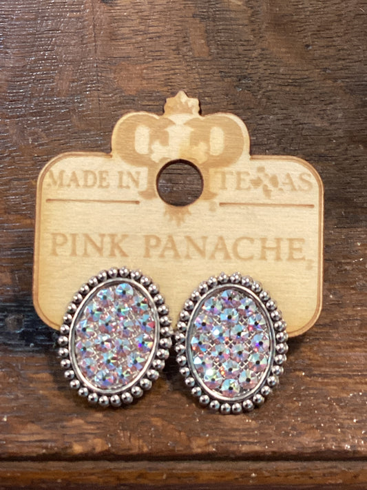 Pink Panache Silver Small Disc Stud with Crystal AB