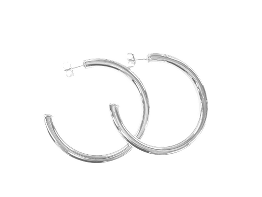Large Arlene Hoops in Shiny Silver