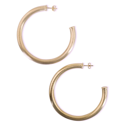 Arlene Large Brushed Champagne 18K Gold Plated Hoops