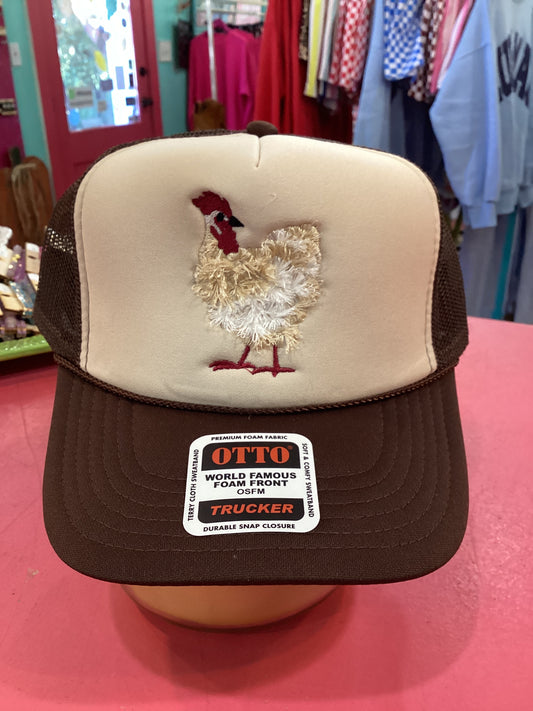 Mother Clucker Trucker Hat in Brown
