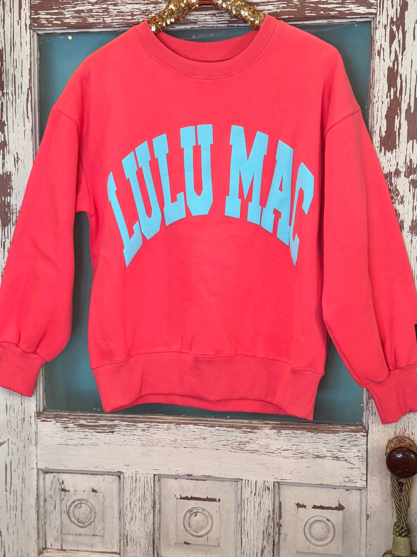 Coral with Turquoise LULU MAC SWEATSHIRT