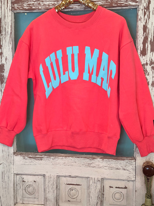Coral with Turquoise LULU MAC SWEATSHIRT