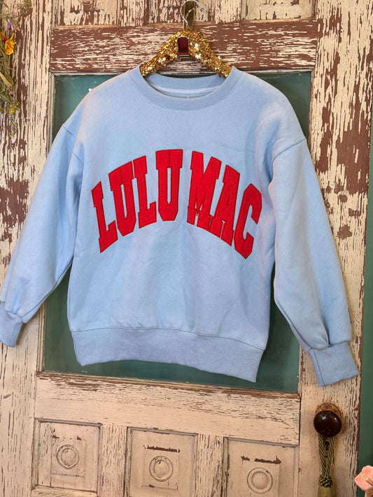 Baby Blue/Red LuLu MAC SWEATSHIRT