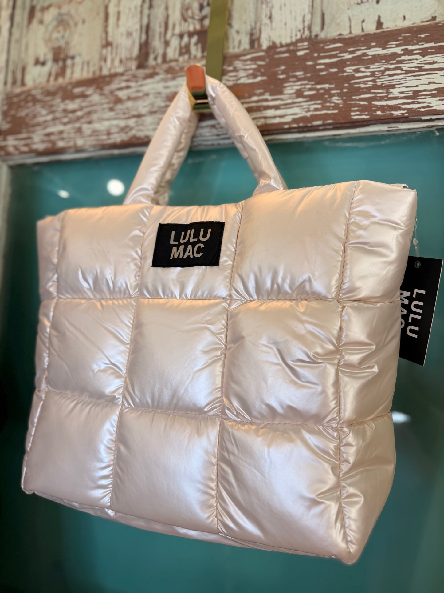 LULU MAC Large Puffer Handbag in Ivory