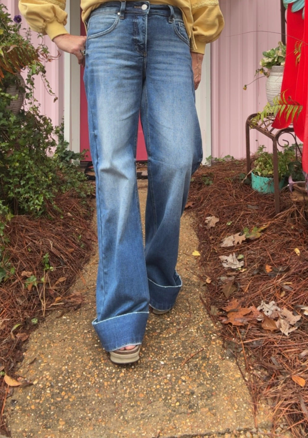 The Jubilee High Rise Ankle Wide Cuff Jeans