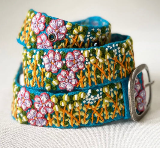 Windswept Embroidered Wool Belt