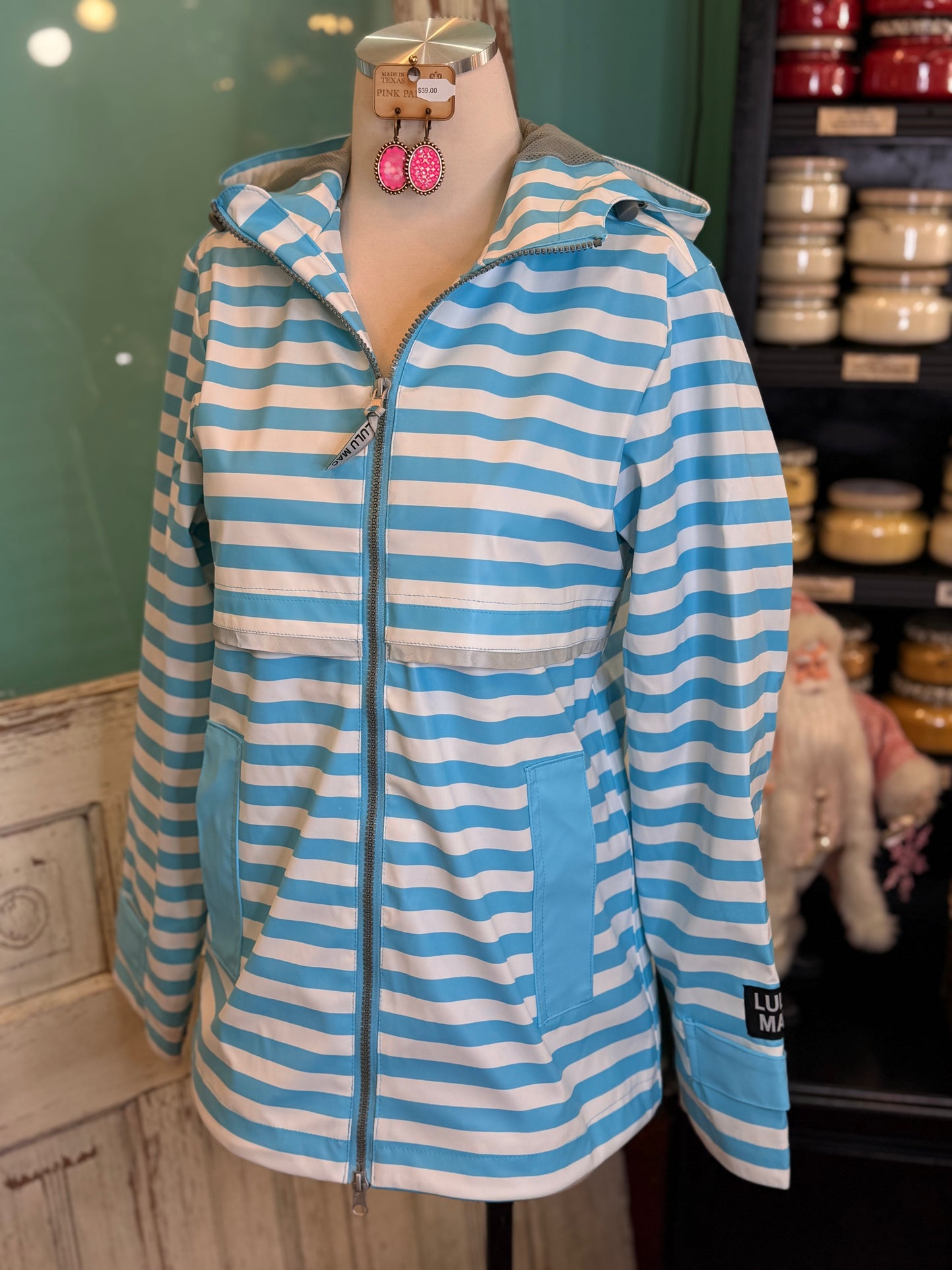 Light Blue Striped LULU MAC RAINCOAT