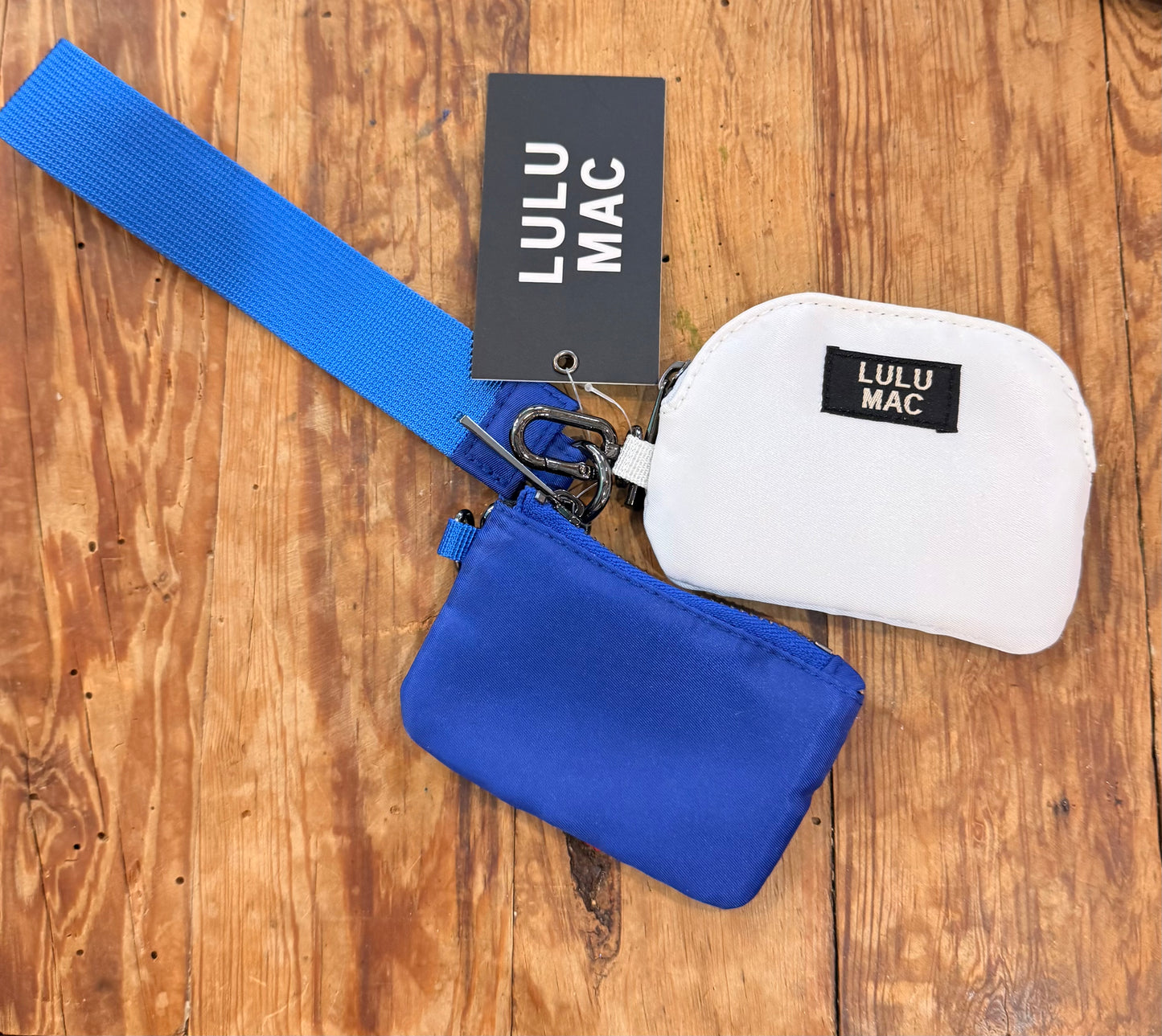 LuLu Mac Double Pouch in White / Royal Blue