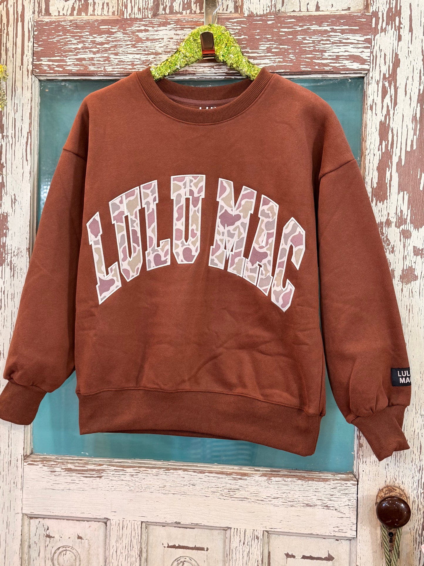 LuLu MAC CAMO on Brown Sweatshirt