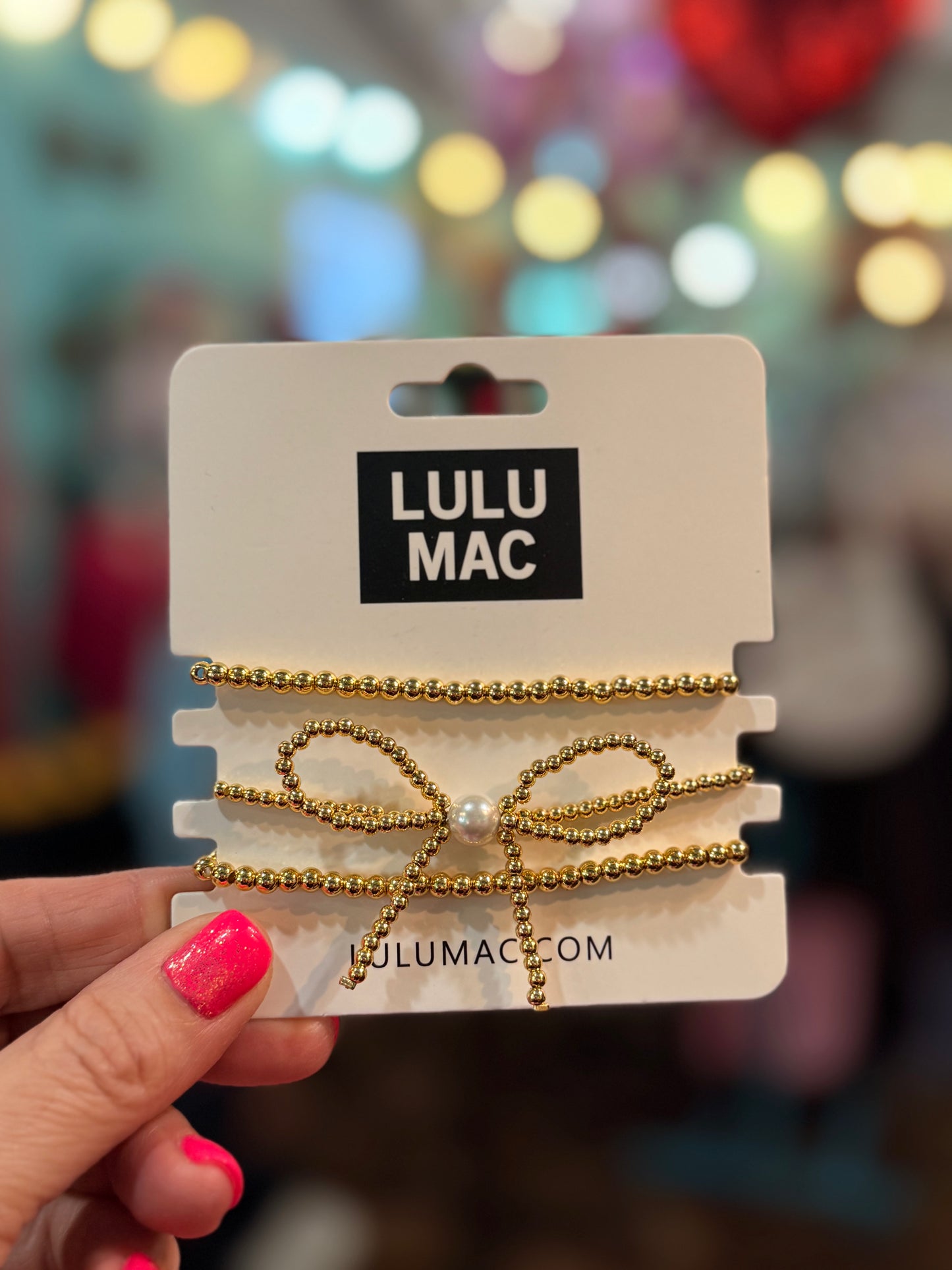 Gold Beaded Bow Stack LULU MAC