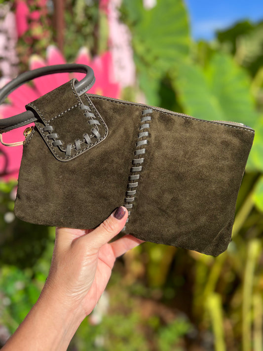 Herb Suede Wristlet